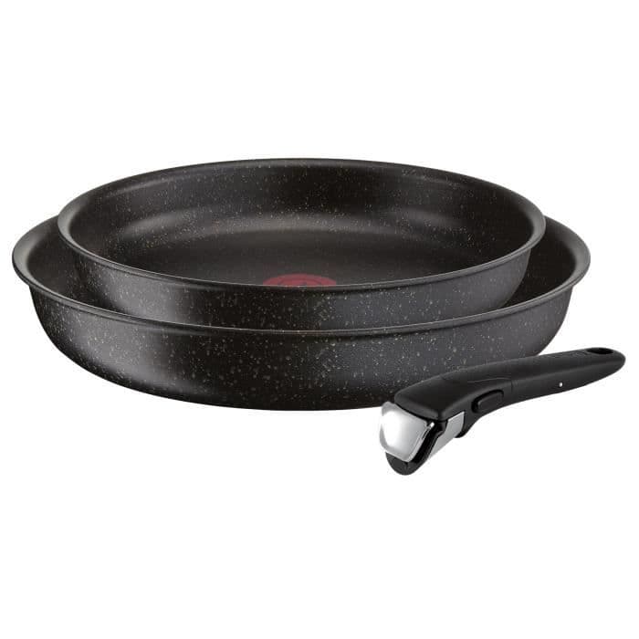 TEFAL Set med 2 stekpannor från Ingenio Authentic aluminium - Ø24 och 28 cm - Induktion - Speckled black