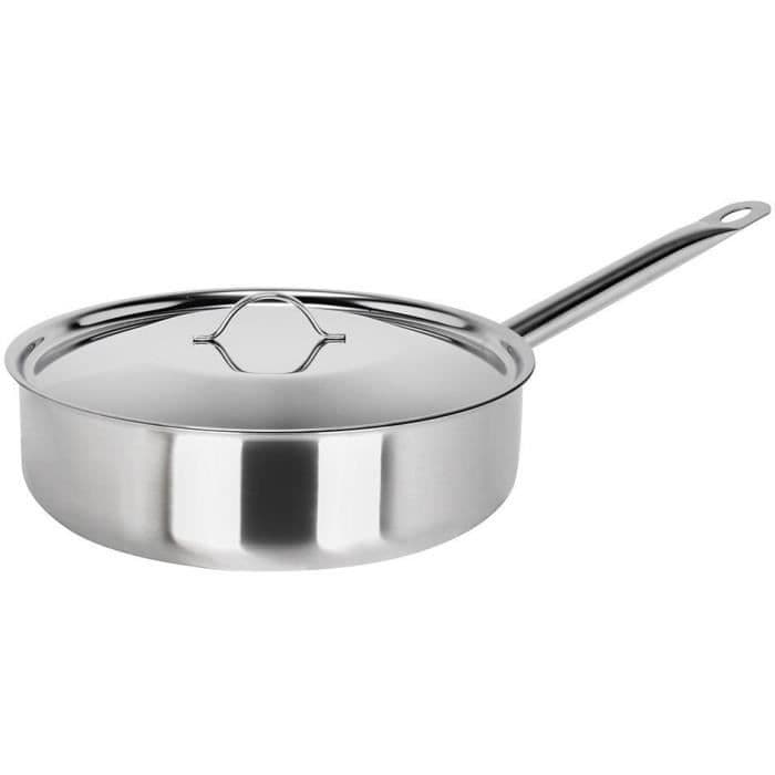 SITRAM PROFESSIONAL Sauté pan - 710502 - 4.6L rostfritt stål med lock - Alla värmekällor inklusive induktion