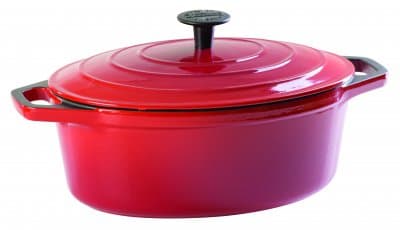 RONNEBY BRUK - MAESTRO EMALJERAD OVAL GRYTA 4,3 LITER I GJUTJÄRN, RÖD