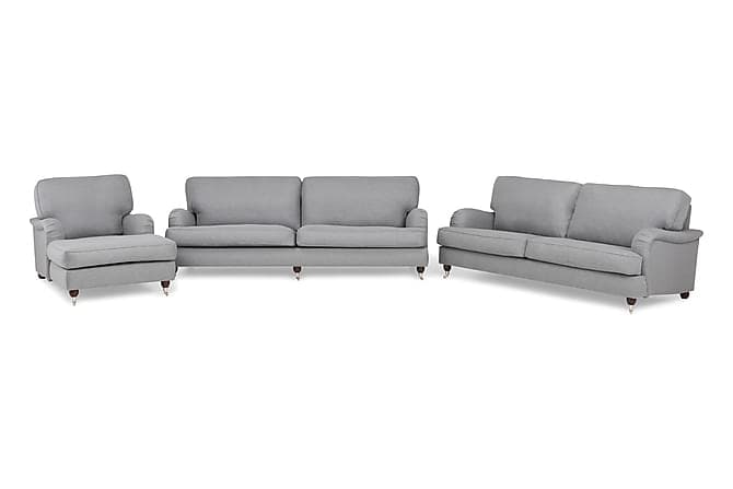 Howard Lyx Sofagruppe 4-pers+3-pers+Chaiselong Lysegrå
