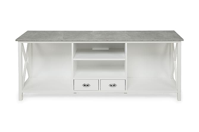 Mikael TV-Bord 180 cm 2 Skuffer Hvid/Grå Beton