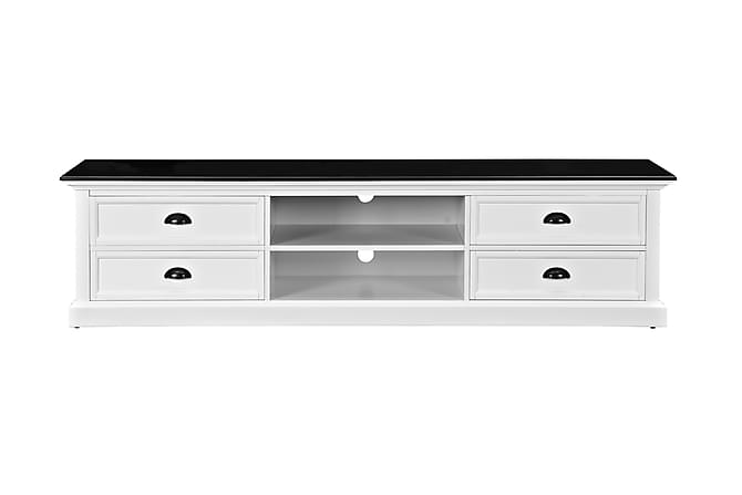 Hampton TV-Bord 180 cm Reol 4 Skuffer Hvid/Sort