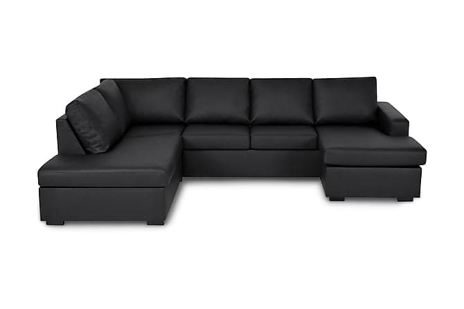 NEW YORK U-sofa Large Divan Hoyre Svart Kunstlaer