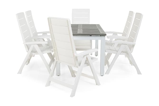 MONACO Bord 152-210 Hvit/Grå + + 6 TOWNSVILLE Stol