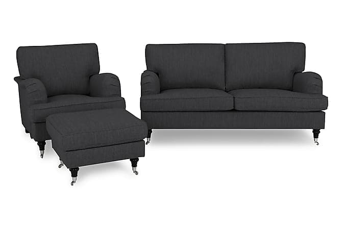 HOWARD Sofagruppe 3-seter+Lenestol+Fotskammel