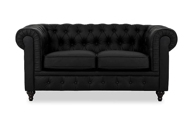 CHESTERFIELD 2-sits Soffa Konstläder Svart