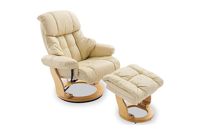 COLUMBIA Lenestol med snurr + Pall Natur/Beige