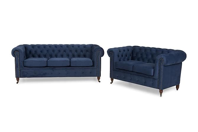 CHESTERFIELD LUX Soffgrupp 3-sits+2-sits Sammet
