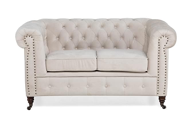 CHESTERFIELD LUX Sammetssoffa 2-sits Beige