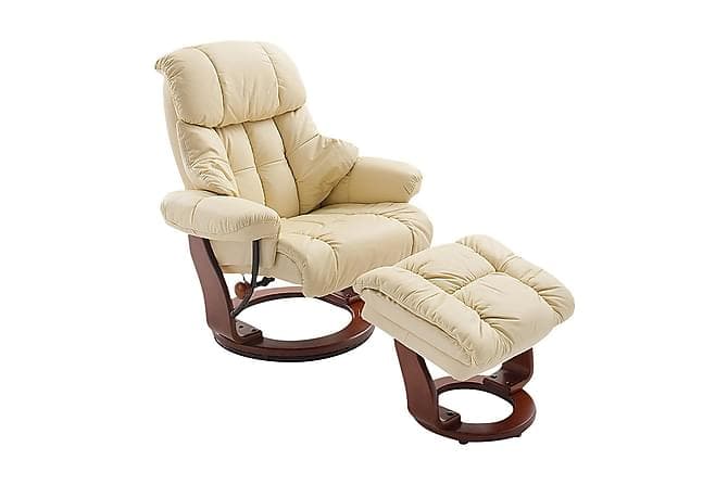 COLUMBIA Lenestol med snurr + Pall Valnott/Beige