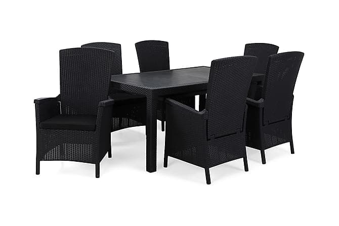 SYMPHONY Bord 162 Antracit+6 VERMONT Fåtölj Svart Dyna Svart