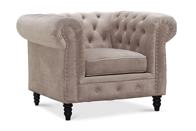 CHESTERFIELD LUX Sammetsfåtölj Sand