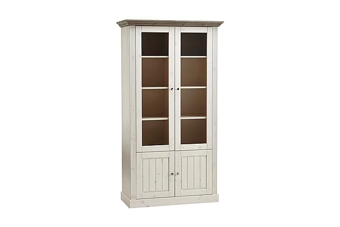SIV Vitrineskap 104 4 Dorer Whitewash/Brun
