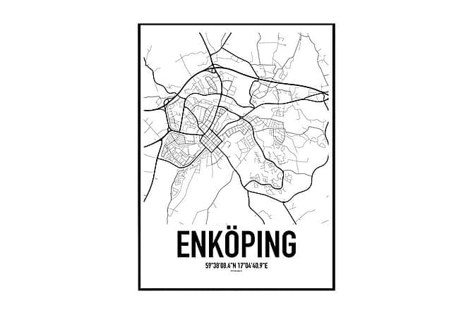 POSTER Enköping karta Finns i flera storlekar