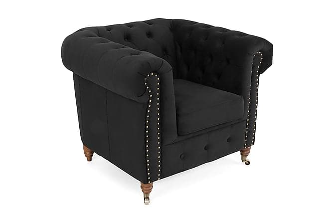 CHESTERFIELD LUX Floyelslenestol Svart