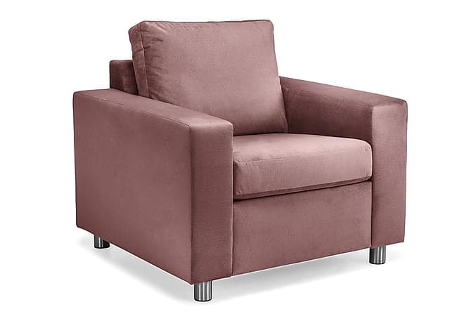 Crazy Laenestol, velour Lyserod Velour, Runde Metalben 8cm