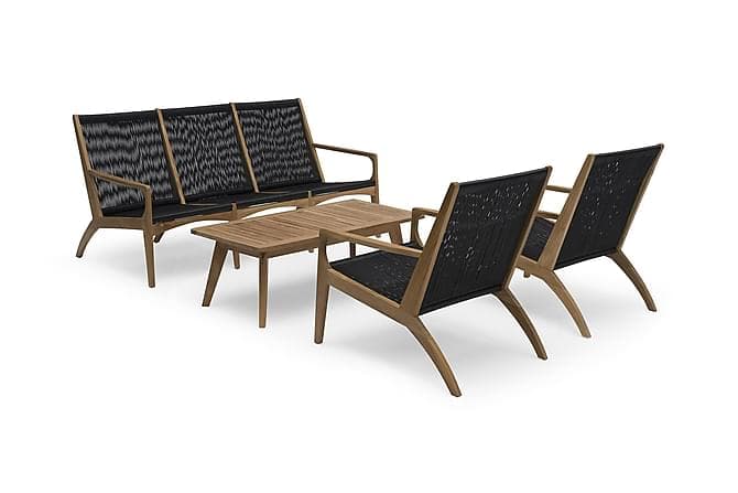 HILLERSTORP ARDERNÄS Bord + Sofa + 2 Lenestoler Brun/Svart