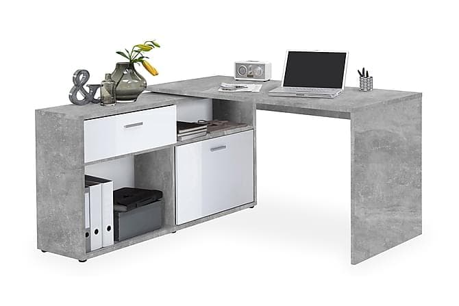 BETHIA Skrivbord 138 med Justerbar Hylla Vit/Betong