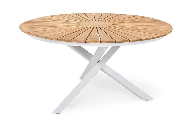 OLIVER Matbord 140 Runt Vit/Teak