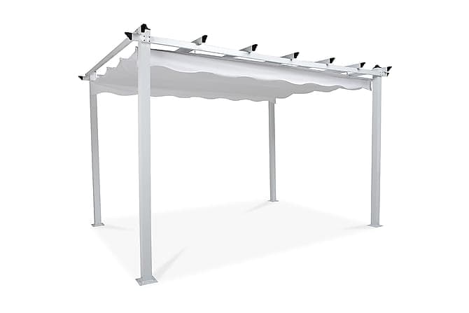 Pergola med Sammenleggbart Tak Hvit