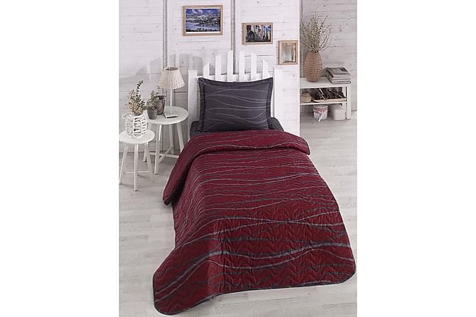 EPONJ HOME Sengeteppe 160x220 Quilt+Putetrekk Rod/Grå
