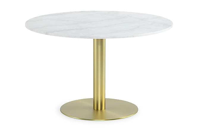 Capri Spisebord 120 cm Rundt Marmor Hvid/Borstet Messing