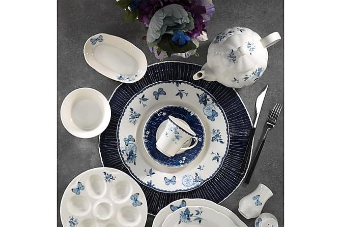 Kuetahya Porcelaen Morgenmadssaet 36 Dele Porcelaen Hvid/Blå