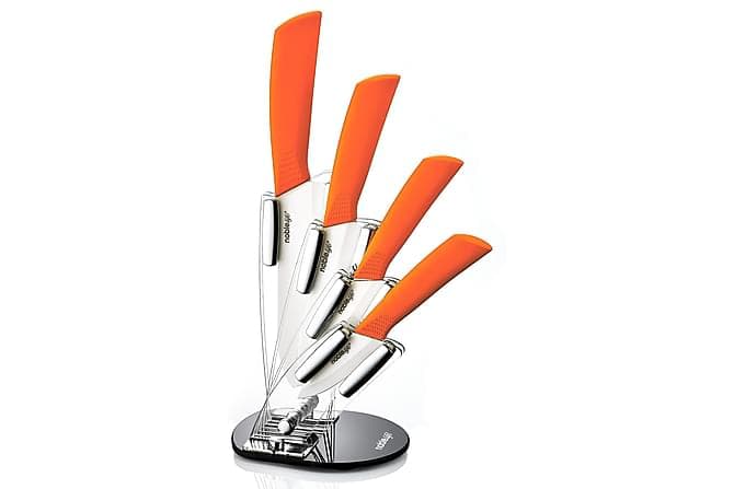 Noble Life Knivsaet 5 Dele Keramik Orange/Solv/Sort