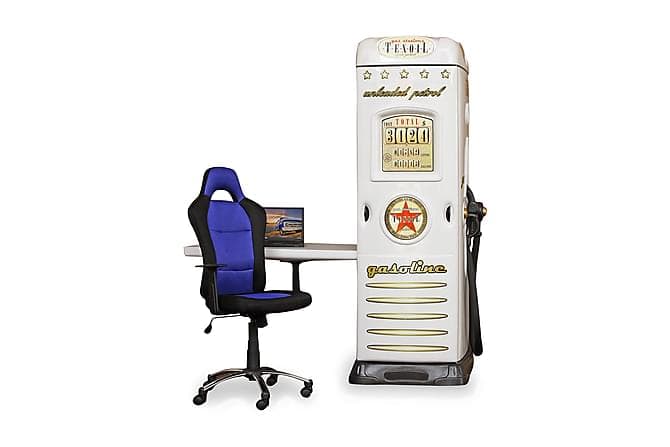 CHILDER Garderob med Skrivbord Bensinstation Vit Vit