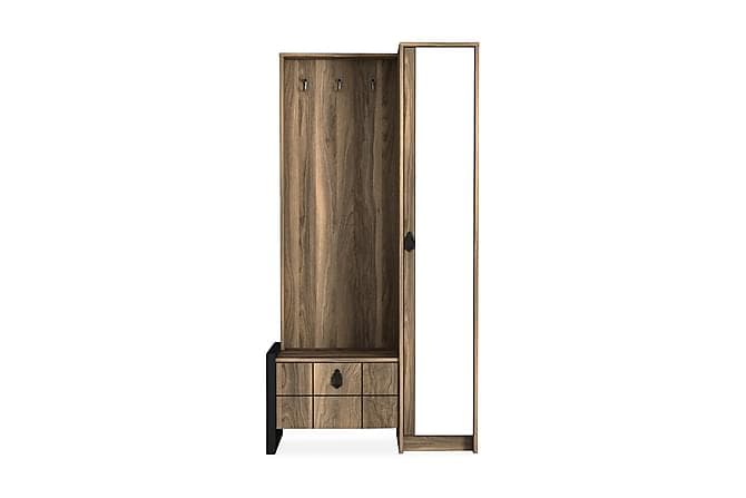NELINE Garderobe med Speil Valnott Valnott