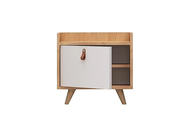 Mod Design Sengebord Laederbeslag Trae / hvid