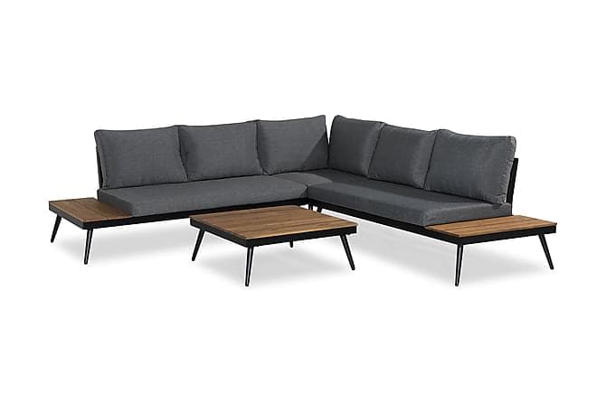 AMALFI Loungegruppe Akasie/Grå/Svart