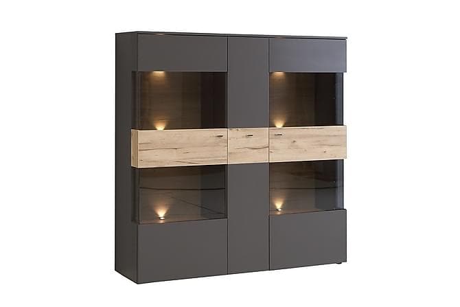 FULSBY Vitrineskap 150 cm Grå/Brun