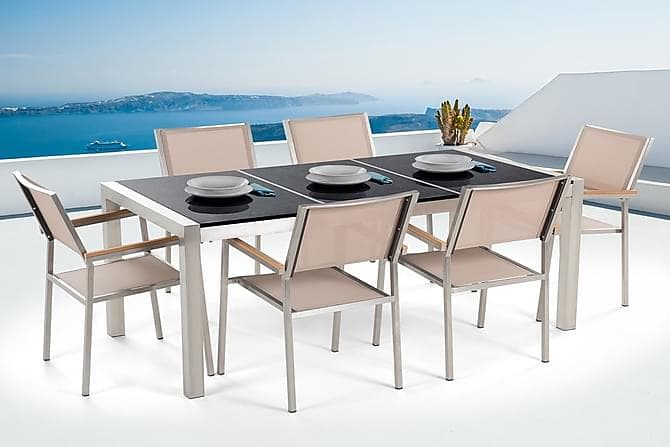 Grosseto Hagegruppe Med Bord + 6 Stoler