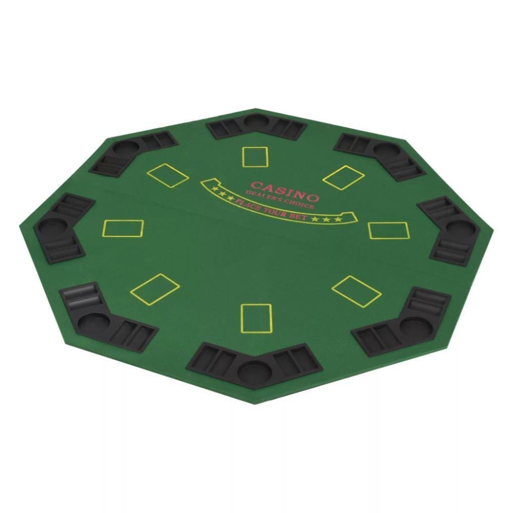 vidaXL Hopfällbar pokerbordsskiva 8 spelare åttkantigt 2-sidigt grönt