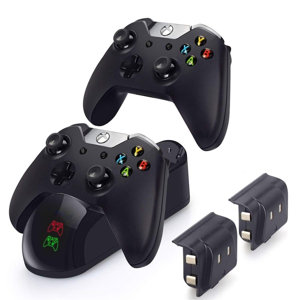 Kaksoislatausasema Xbox One S / Elite / X -ohjaimille kahdella akulla