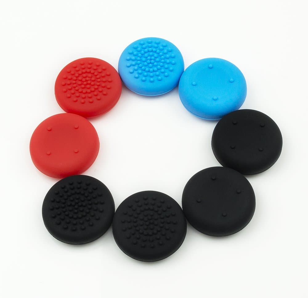 Tommelfingergreb til Nintendo Switch Joy-Con-controllere (pakke med 8) - 4 sort, 2 røde, 2 blå