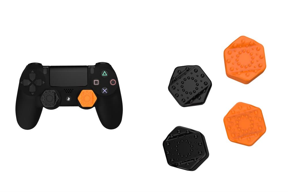 Pro-Hex tummen greppar 4-pack - Playstation 4 Controller - Orange och svart
