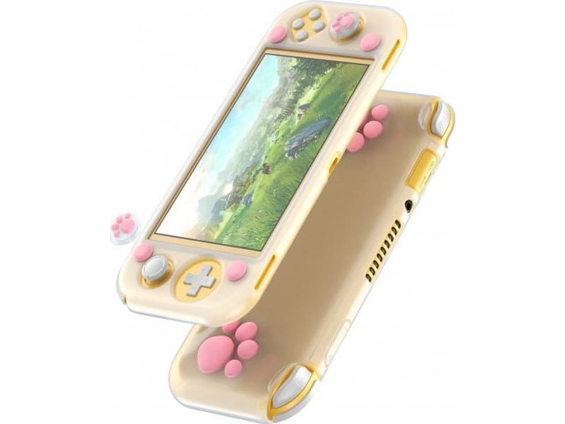 Baseus Baseus GS06L silicone case for Nintendo Switch Lite console + silicone pads on the pads (white and pink)