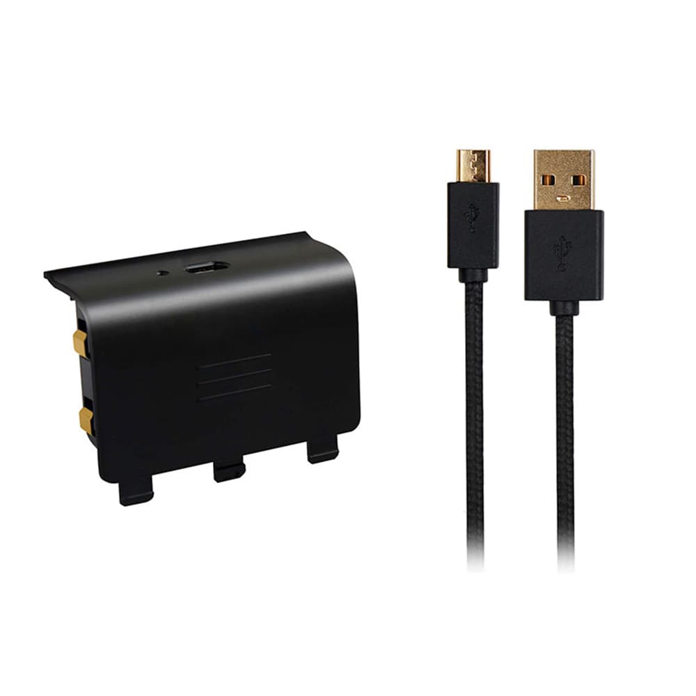 Genopladeligt batteripakke til Xbox One- og S-controllere, inkluderer 3M data- og opladnings-USB-kabel (sort)
