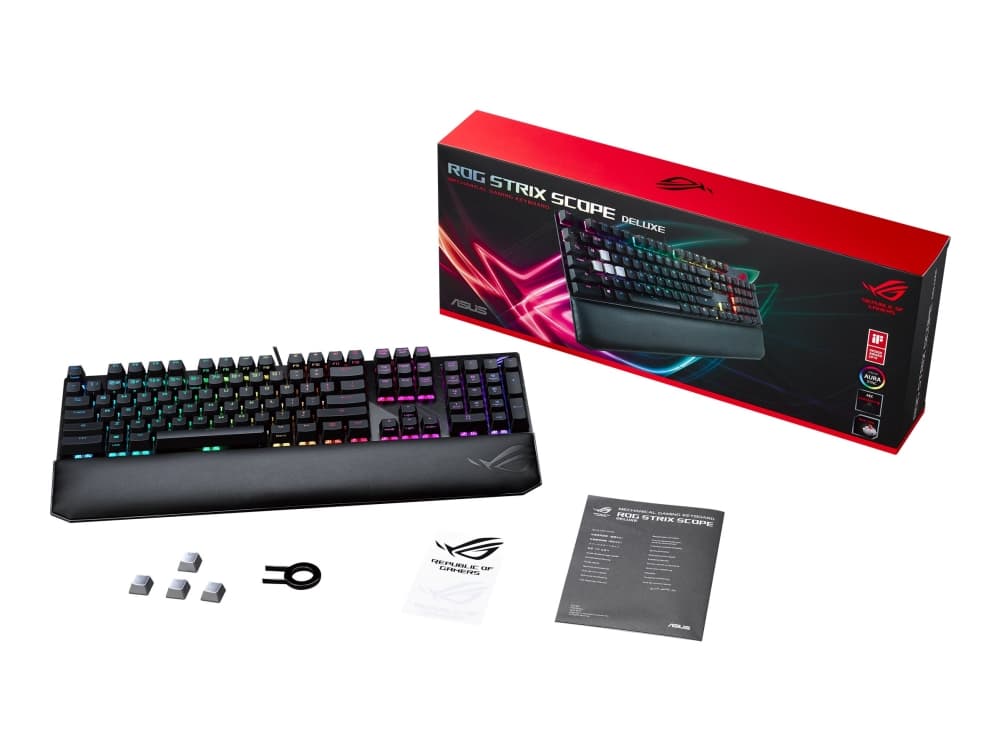 ASUS ROG Strix Scope Deluxe - Tastatur-bagbelyst - USB - Nordisk - nøglekontakt: MX Silent Red Switches - Sort