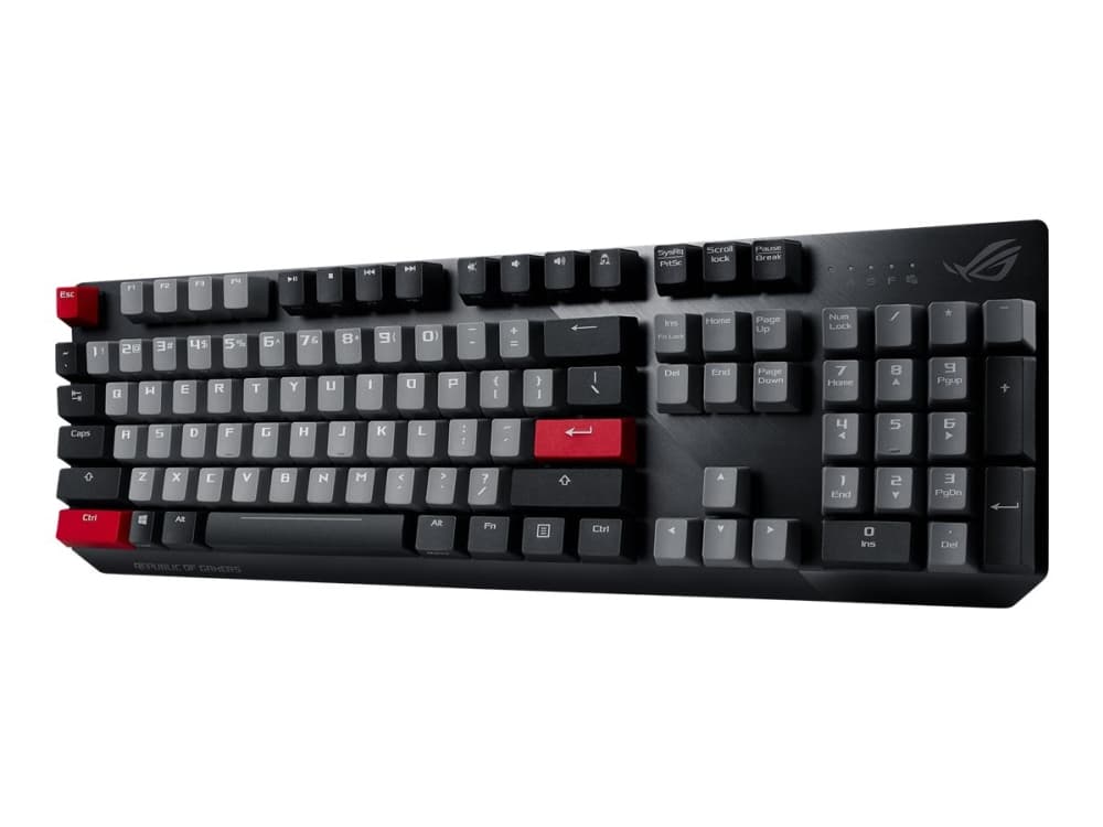 ASUS ROG Strix Scope PBT - Tastatur-bagbelyst - USB - Nordisk - nøglekontakt: MX Red Switches - Sort/Grå