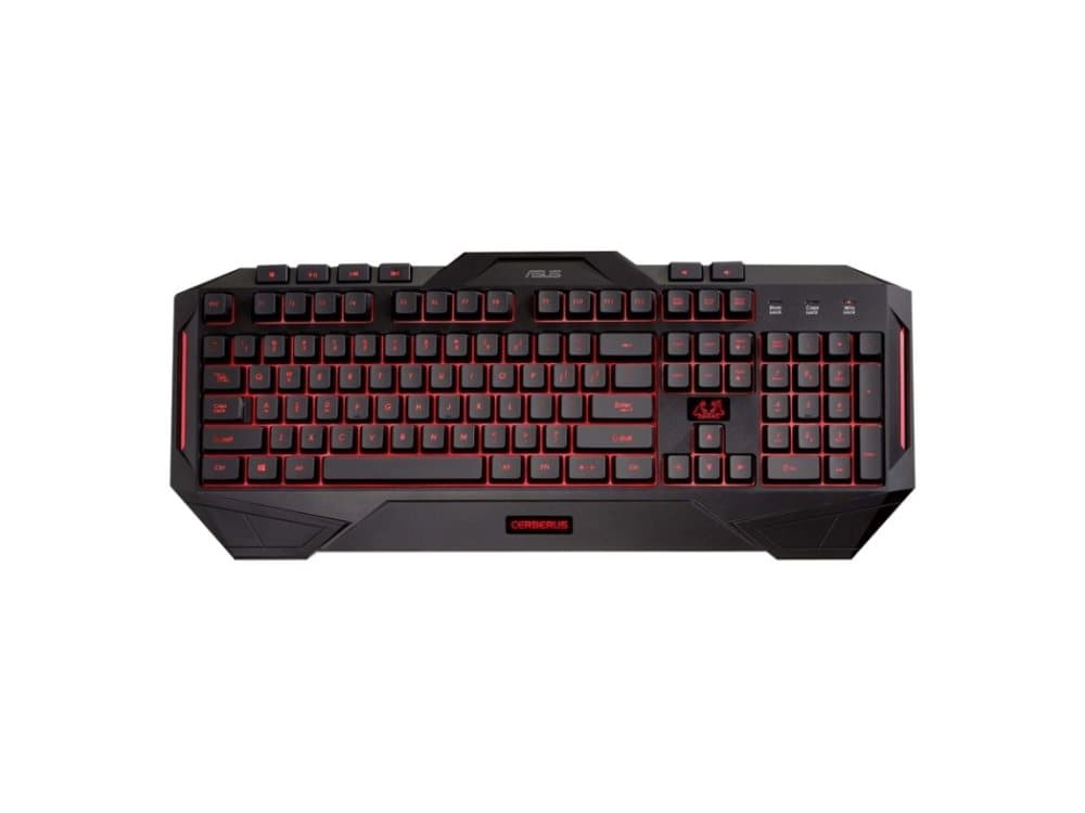 ASUS Cerberus - Tastatur-bagbelyst - USB - Nordisk - nøglekontakt: Rubber Dome - Sort