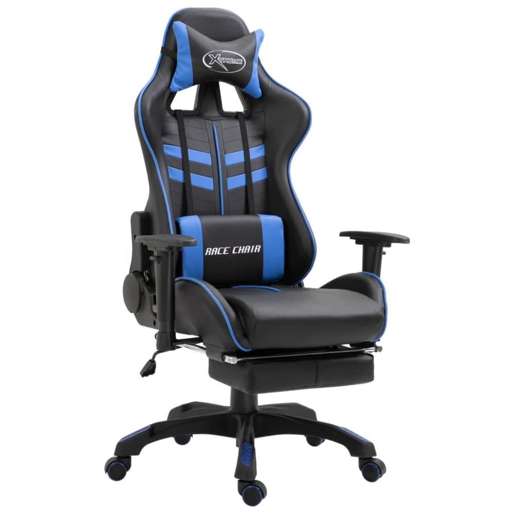 vidaXL gamingstol med fodstøtte kunstlæder blå