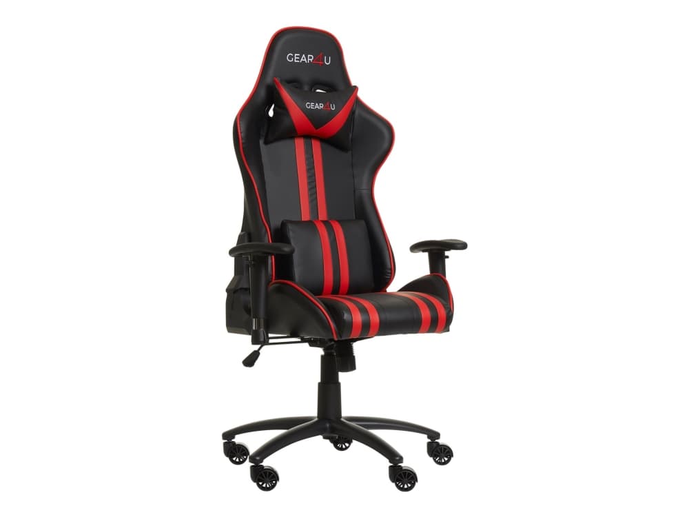 Gear4U Elite, PC-spelsstol, 150 kg, Stoppad sits, Stoppat ryggstöd, Metall, Svart, Röd