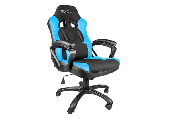 Natec Genesis SX33, PC-spelsstol, 120 kg, Stoppad sits, Stoppat ryggstöd, Svart, Svart, Blå