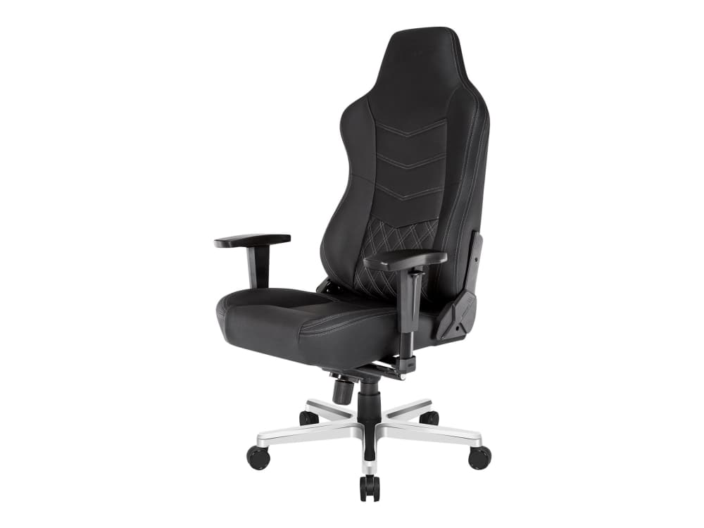 AKRacing Onyx Deluxe, Stoppad sits, Stoppat ryggstöd, Svart, Svart, Skum, Läder, Skum, Läder