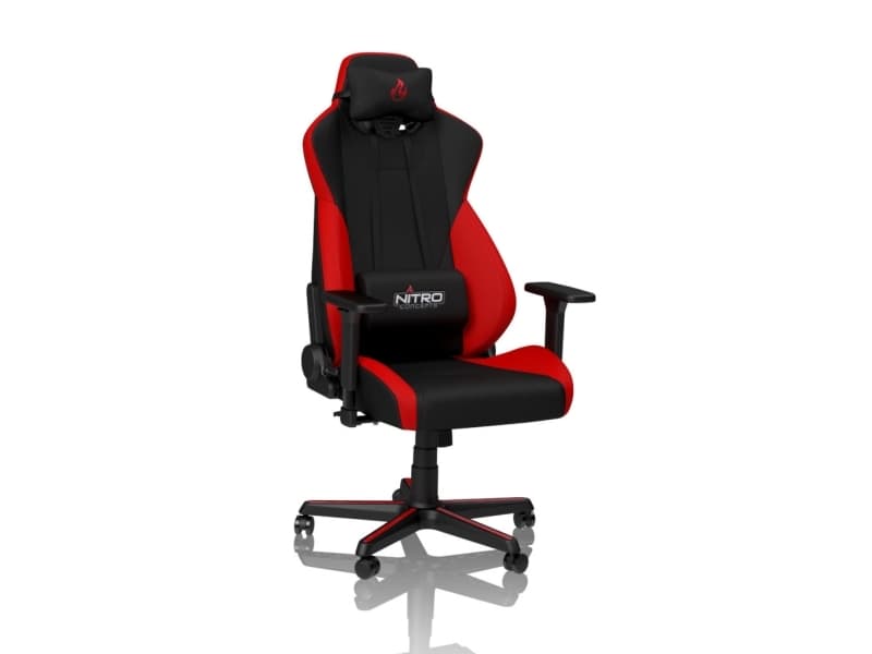 Nitro Concepts S300, PC-spelsstol, Stoppad sits, Stoppat ryggstöd, Rostfritt stål, Svart, Vit, Tyg, Skum, Nylon