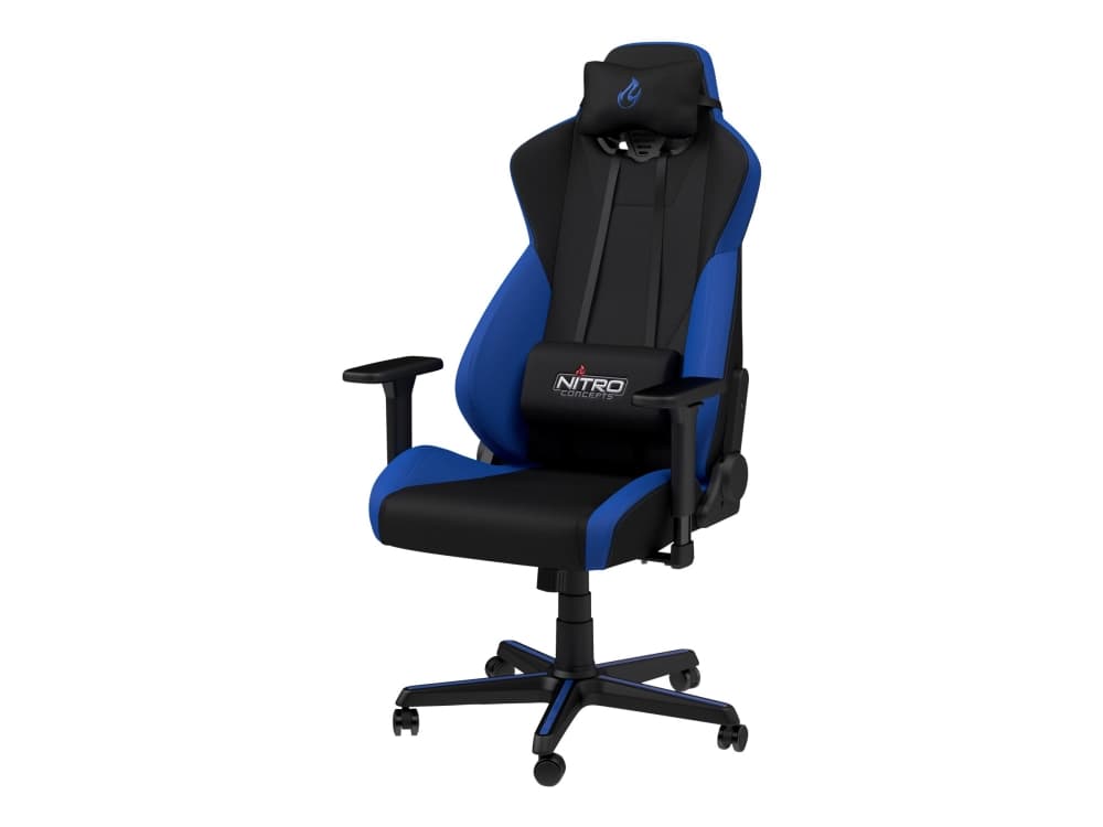 Nitro Concepts S300, PC-spelsstol, 135 kg, Stoppad sits, Stoppat ryggstöd, Rostfritt stål, Svart, Blå