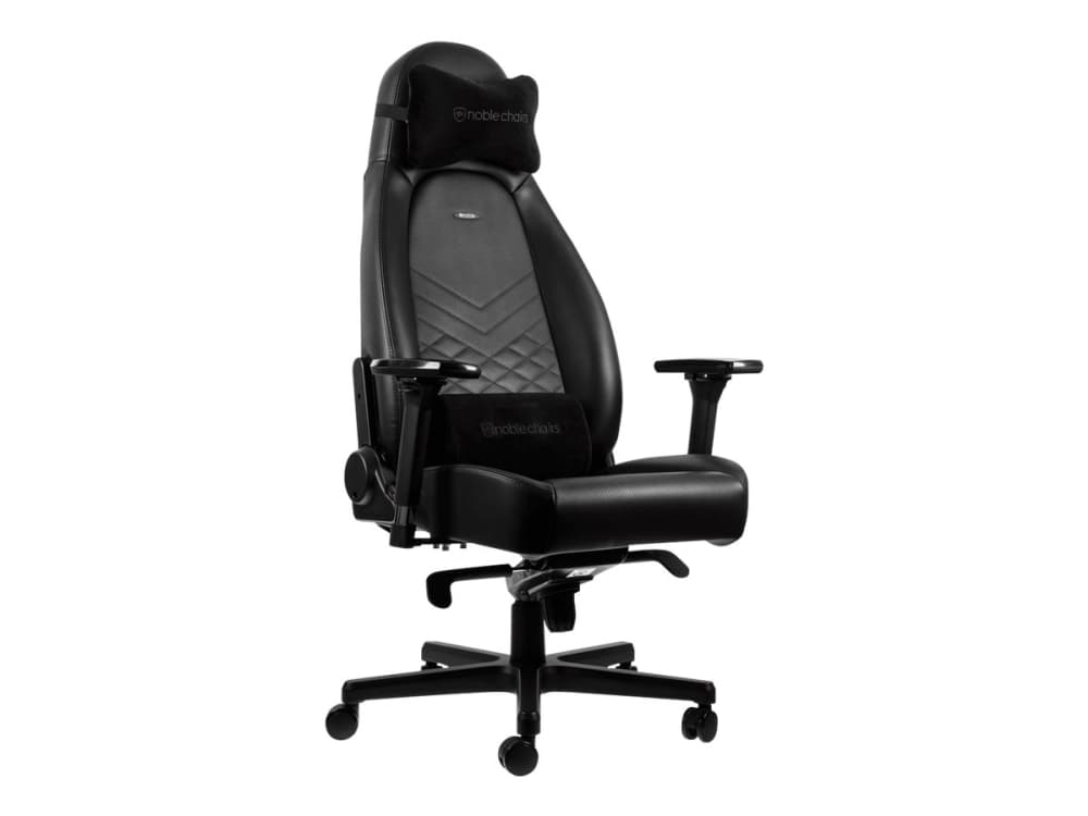 noblechairs Icon, Stoppad sits, Stoppat ryggstöd, Svart, Svart, Konstläder, Polyuretan, Konstläder, Polyuretan (PU)